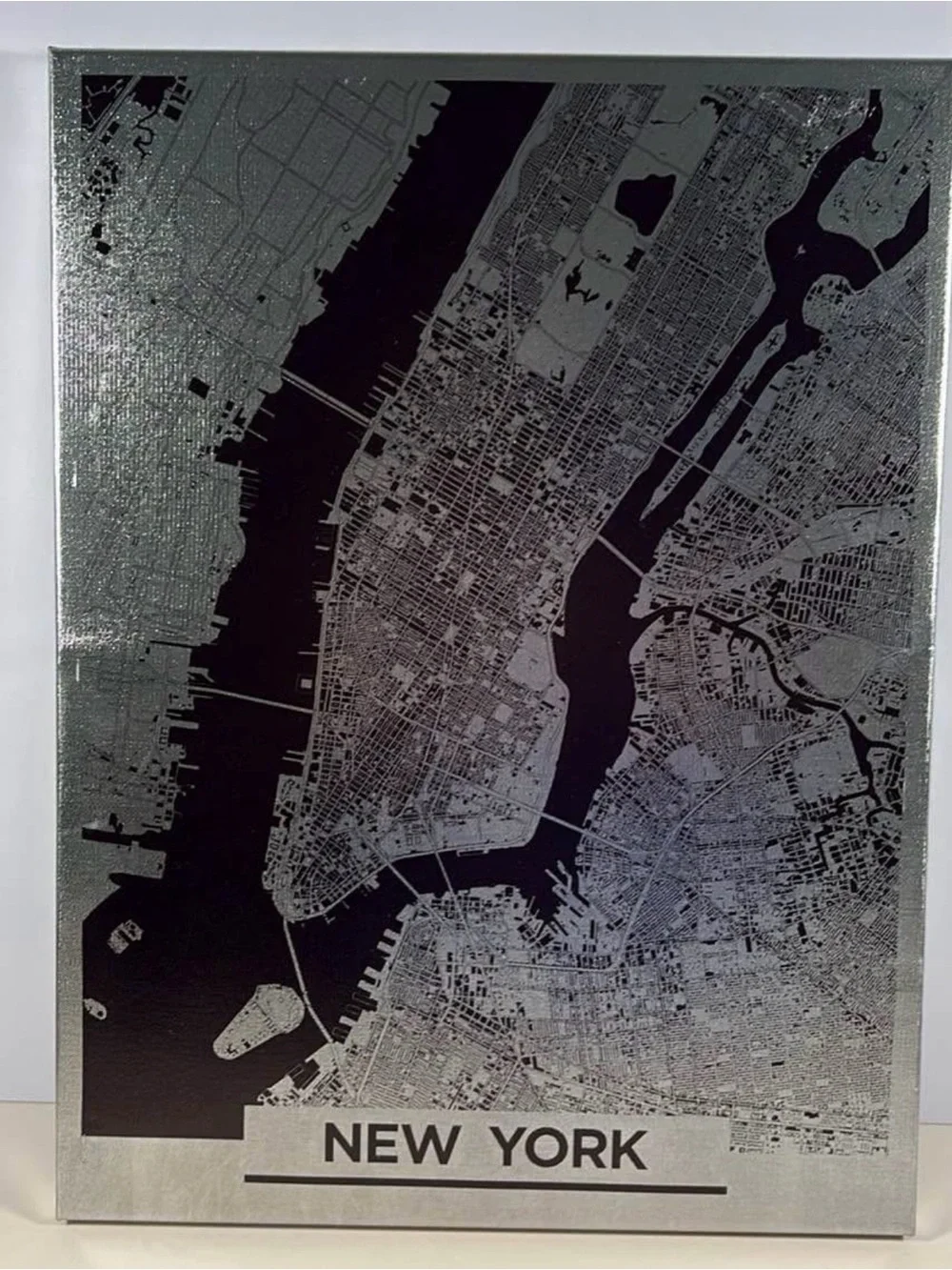 London New York Paris Map Wall Art - Black and Silver